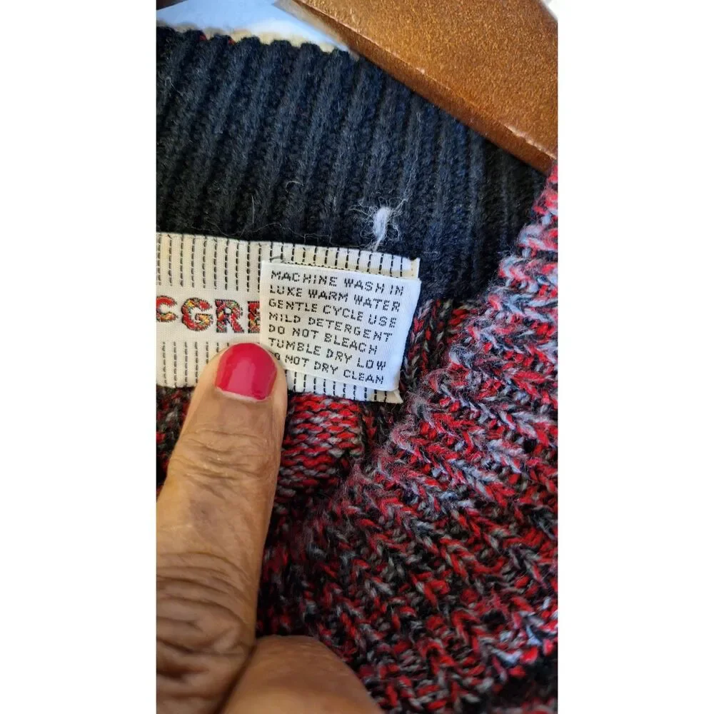 Vintage MCGREGOR Fisherman Sweater Men's Large Grandpa Cosby Red/Black Nordic